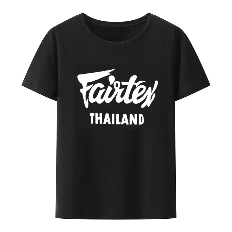 Футболка Fairtex из Таиланда, черная Повседневная хипстерская блузка свободного покроя с круглым вырезом, уличная мода, дышащая