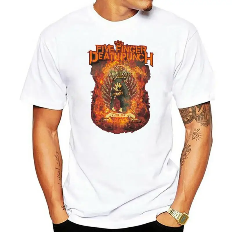Official 5 Five Finger Death Punch Burn In Sin Graphic T-Shirt Merch FFDP 5FDP 2022 fashion t shirt   100% cotton tee shirt