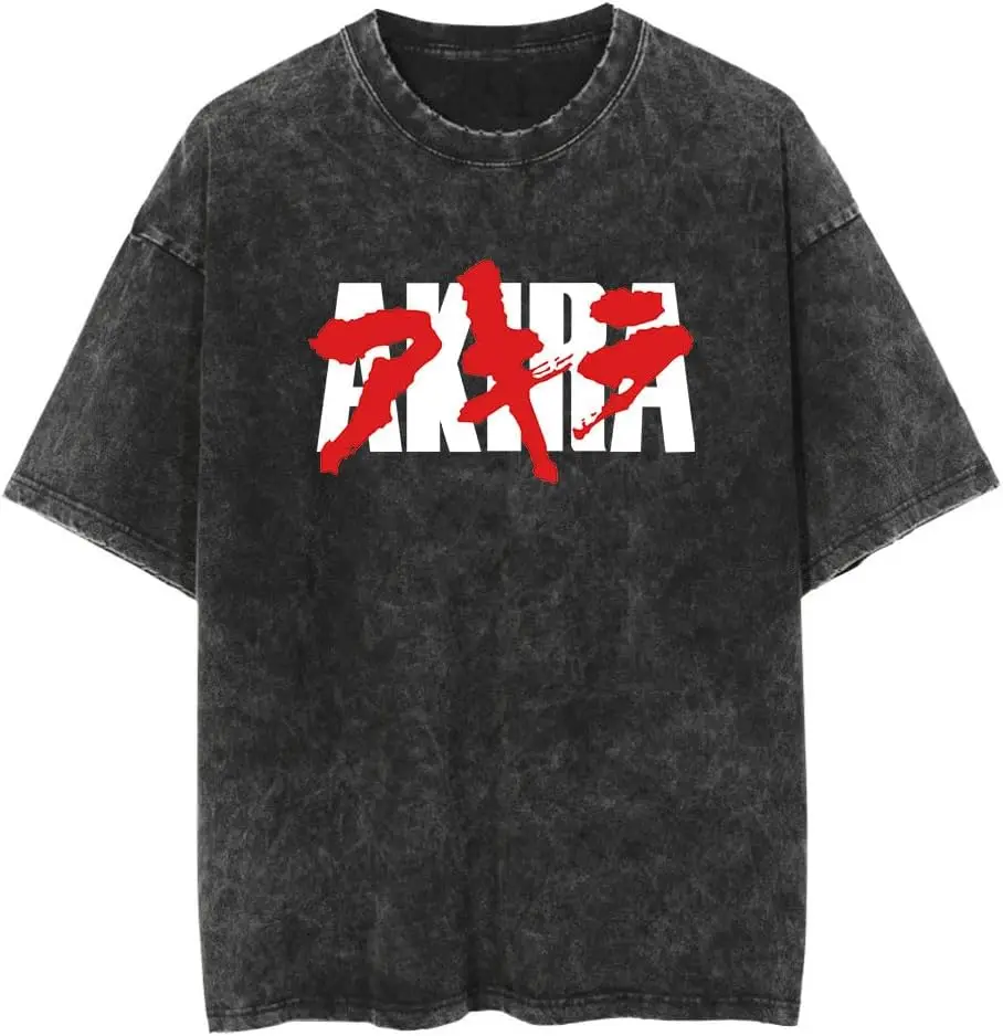 Винтажная футболка Akira Washed, аниме, повседневная футболка с короткими рукавами, футболка унисекс