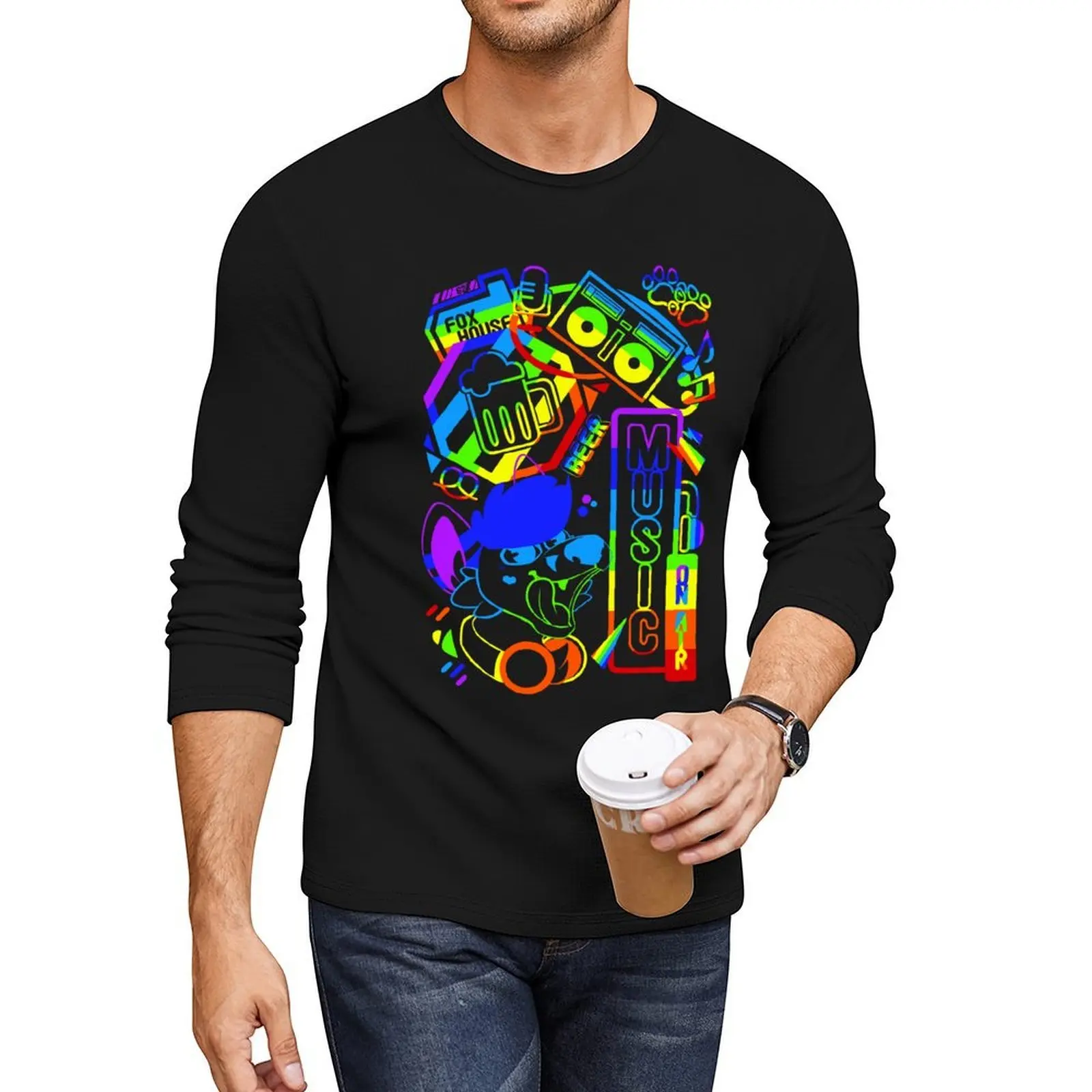 Длинная футболка Kjisu's Gay Nightlife Furry Design, топы, футболки больших размеров, футболки, мужские футболки