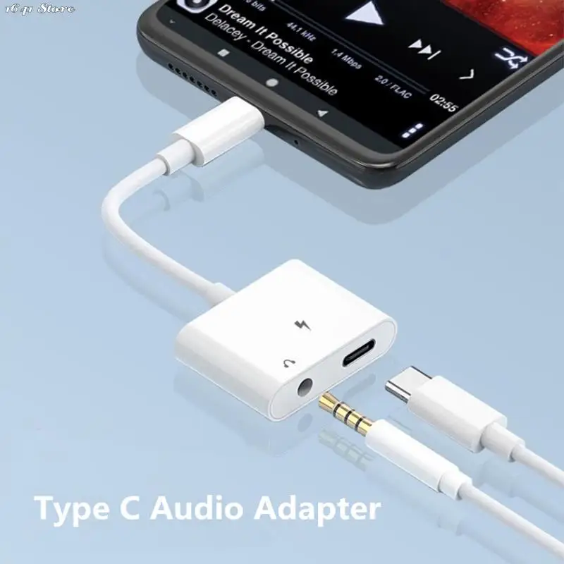 Фото Адаптер типа C USB C на 3,5-мм разъем аудио зарядное устройство разветвитель Тип C конвертер зарядный кабель адаптер для фотографий 1 шт. №2