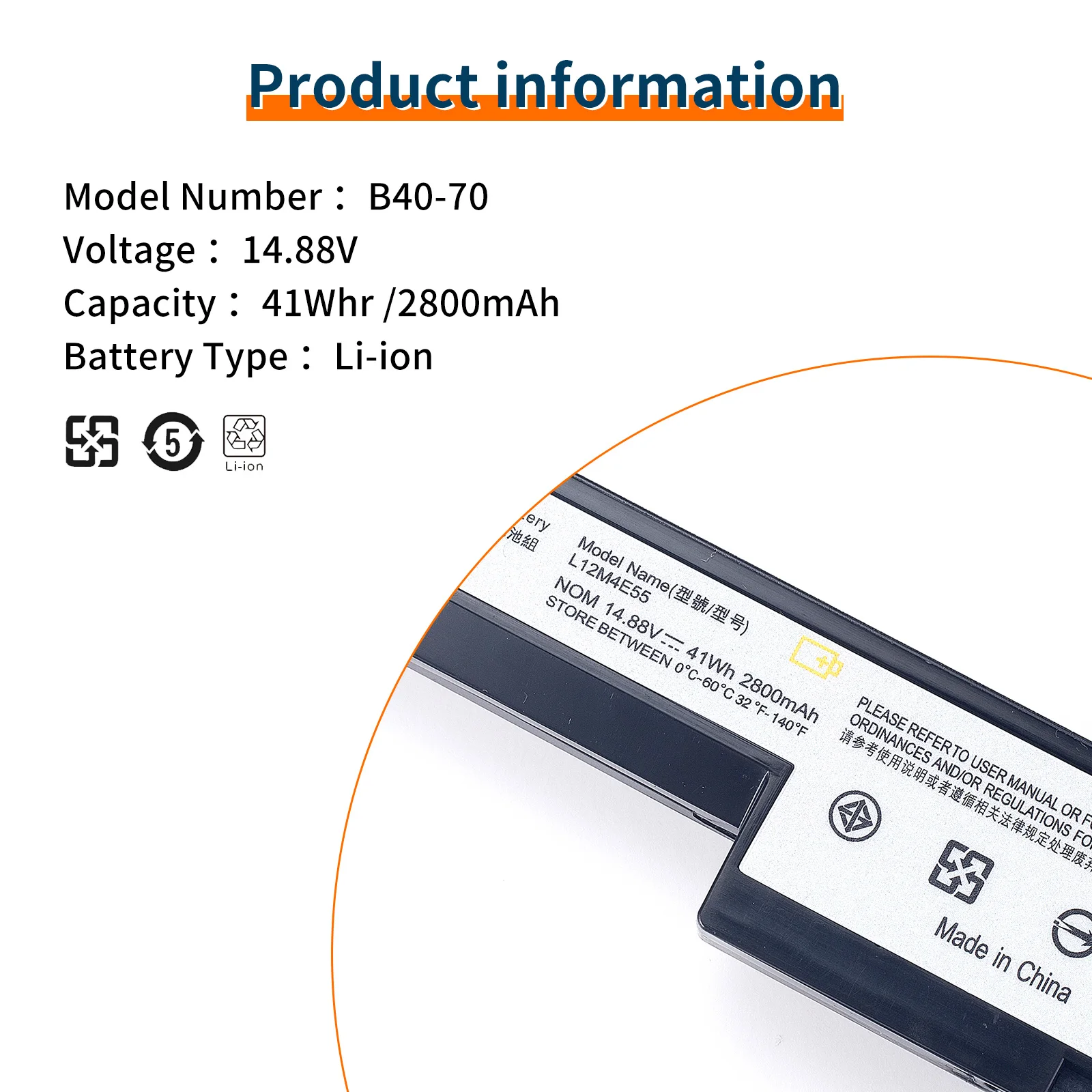 Фото Для Lenovo B50-70 B40-70 Φ B50 N40 B50-30 L13L4A01 L13S4A01 L13M4A01 2200mAh 14,8 V 41Wh №5