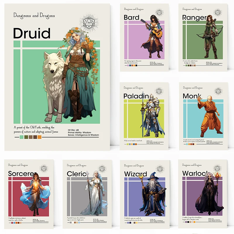 Классическая научная фантастика, игра Dungeons and Dragons, постеры, фигурка, ролевая игра, холст, картина, настенные художественные фотографии, украшение для дома и комнаты