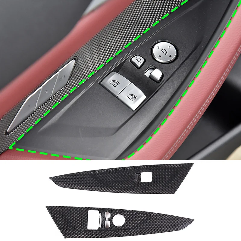 Фото Для BMW 4 серии/G26 2020-2023, декоративная рамка стеклоподъемника, автозапчасти, кабриолет из настоящего углеродного волокна/жесткая верхняя версия №2