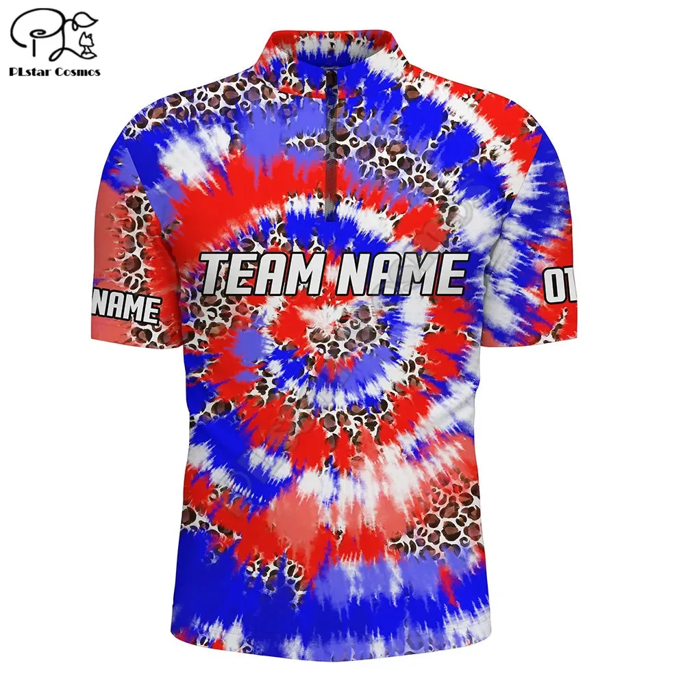Рубашки для боулинга с американским флагом Tie Dye для мужчин, трикотажные изделия команды боулинга на заказ, рубашки поло с 3D принтом, футболки