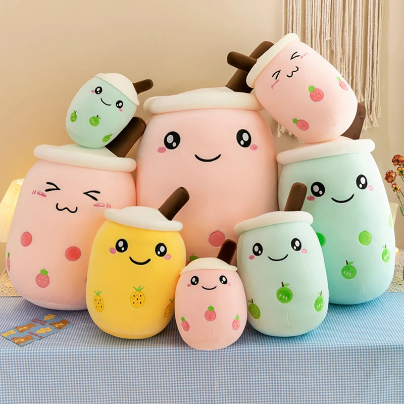 Симпатичная плюшевая игрушка Boba с молочным чаем, мягкая набивная подушка с розовым жемчугом для молока и чая, подушка в виде шариков для чашки, подарок на день рождения