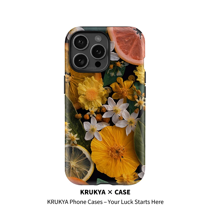 Мягкий чехол Krukya для iPhone 17, Air 14, 15, 16, 14, 11, 12 Pro Max XS X XR SE, силиконовый противоударный чехол с мягким цветком и лимоном