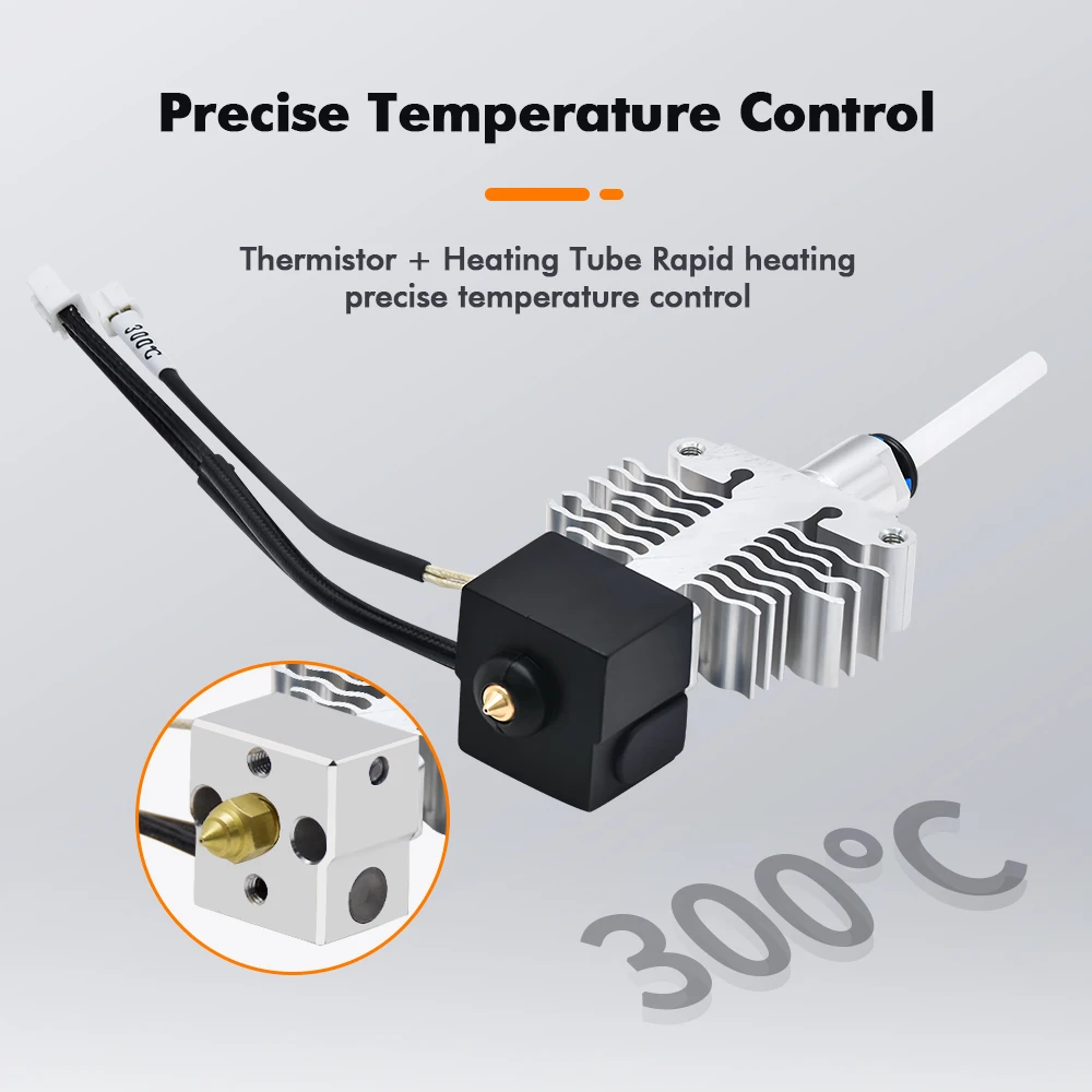 Фото Высокотемпературный комплект Hotend Ender 5 S1 Замените собранный экструдер Hot End, цельнометаллическое сопло ender-5 S1, 0,4 мм, биметаллическая горловина №3