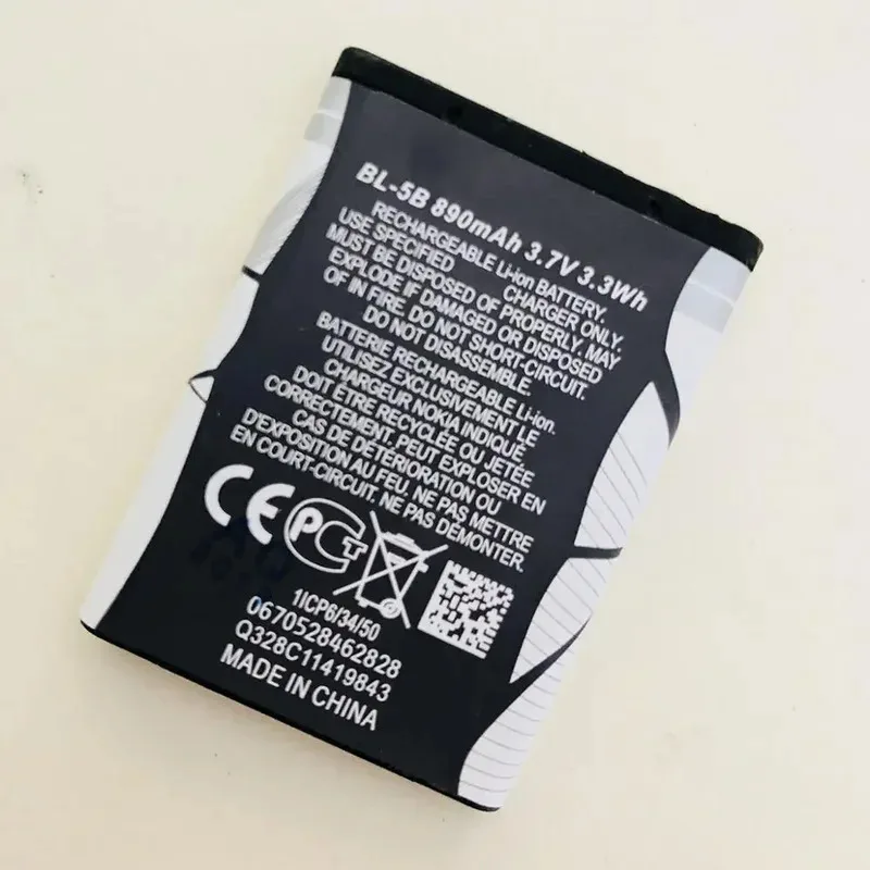 Фото BL-5B Сменные аккумуляторы для мобильных телефонов Nokia N80 N83 6120 6021 5300 5208 5140 6020 BL5B 890 мАч №2