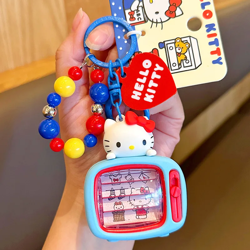 Новый анимационный брелок HelloKitty, анимационный флип-телевизор, практичная нить из бисера, соединенный KT Cat, брелок с героями мультфильмов, украшение для рюкзака