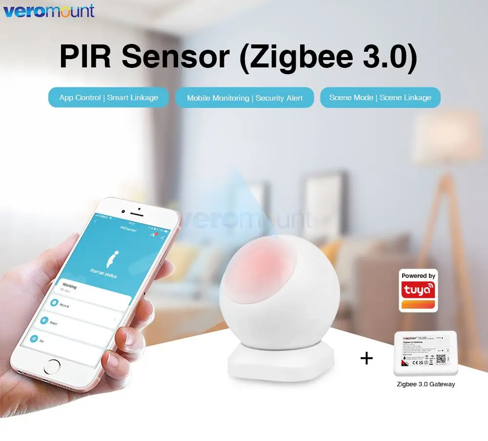 Инфракрасный датчик тела MiBoxer PIR1-RFZB PIR (2,4 ГГц)(Zigbee 3.0) для интеллектуального связанного обнаружения движения для лампочки (art.: 3920ca906c5ac) - 3920ca906c5ac