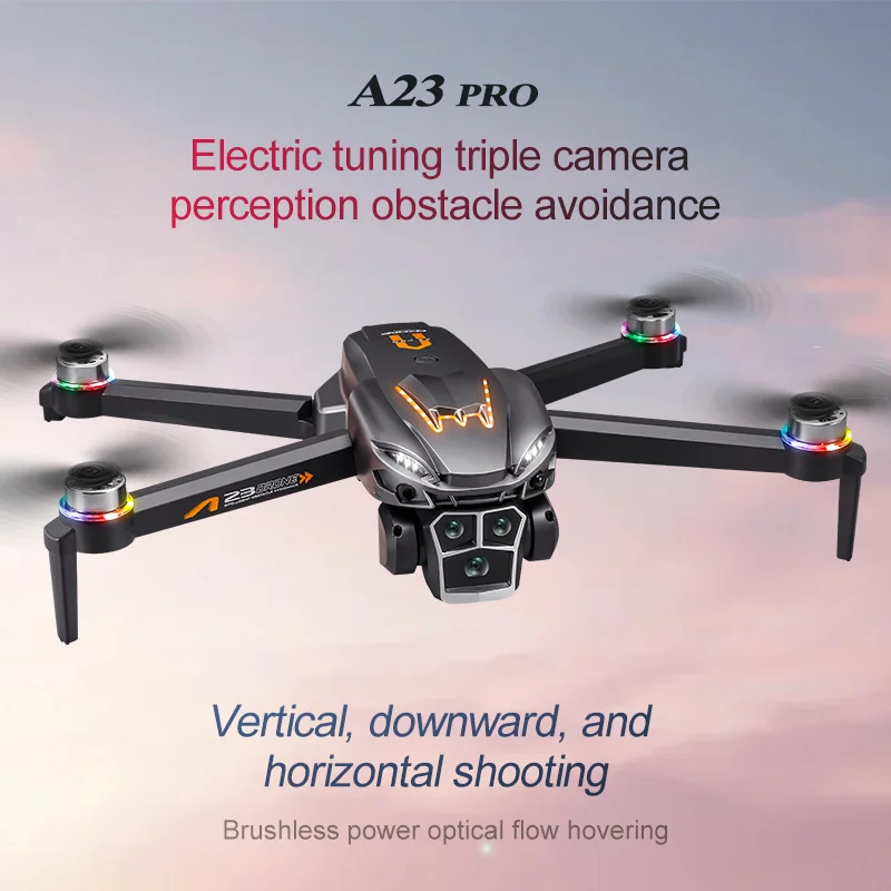 Фото Новый дрон A23 Pro, камера 6K HD с предотвращением препятствий, бесщеточный воздушный БПЛА, FPV, радиоуправляемый квадрокоптер, игрушки для мальчиков, дрон с камерой, подарок №2