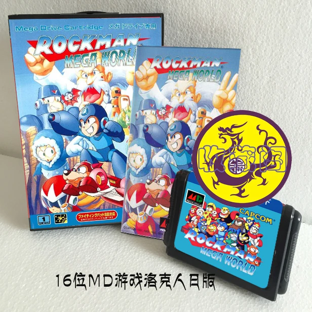Rockman Mega World с коробкой и ручным картриджем для 16-битной игровой карты Sega MD, MegaDrive Genesis System