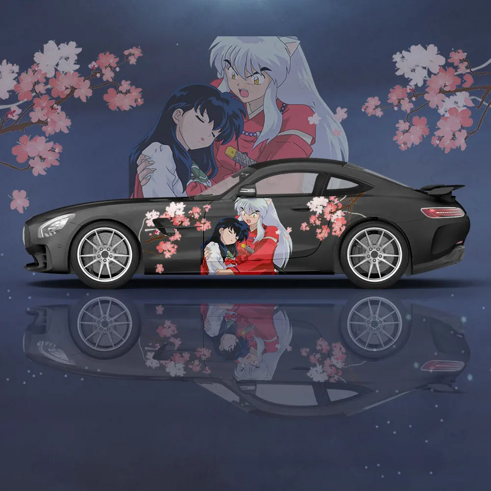 Фото Японские Аниме наклейки для кузова автомобиля Inuyasha, 2 шт., универсальные Большие автомобильные наклейки, автомобильные боковые наклейки, универсальные автомобильные наклейки №4