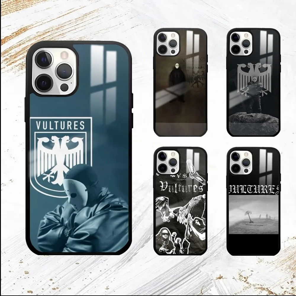 Чехол для телефона в стиле рэпер Kanye West Vultures для iPhone 16, 15, 14, 13, 12, 11 Pro Max Plus Mini PC, модный зеркальный чехол для телефона высокого качества