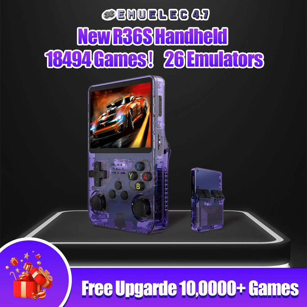 НОВАЯ портативная игровая консоль в стиле ретро 64G R36S, 18494 игр EmuELEC OS для эмуляторов PS1/PSP/SS/DC/N64/NES, портативная карманная консоль