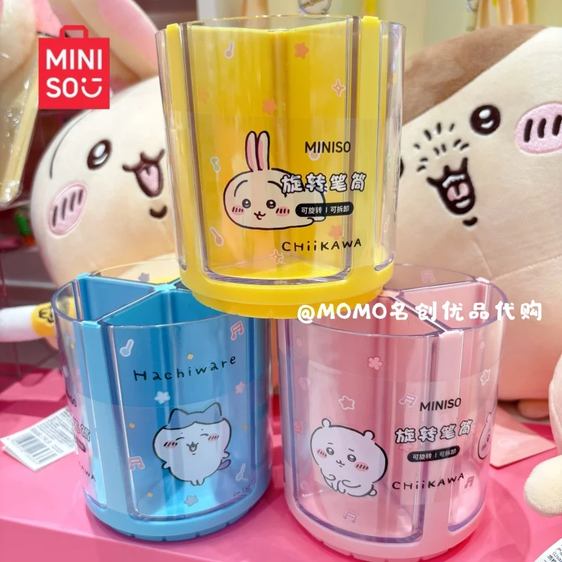 Фото Аутентичные Miniso Chiilé вращающийся держатель для ручек для хранения кистей для макияжа Hachiware Usagi Student Desktop Storage с героями мультфильмов №4