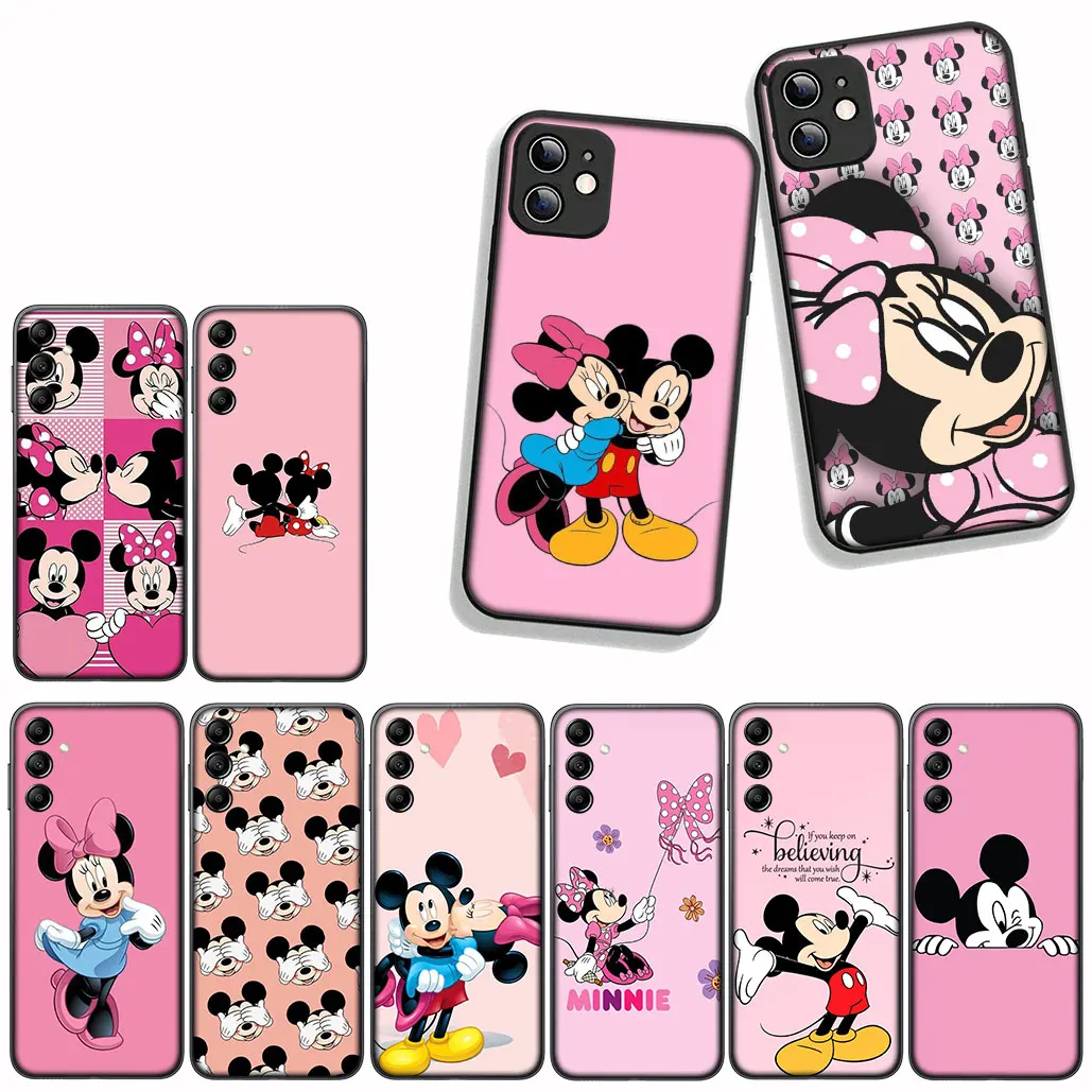 Фото Чехол для Motorola Moto E14 E15 G04 G05 G14 G15 G54 G24 Power G34 G35 G75 G84 G85 G45 G55 G64 Anime Mickey Minnie Mouse Pink №2