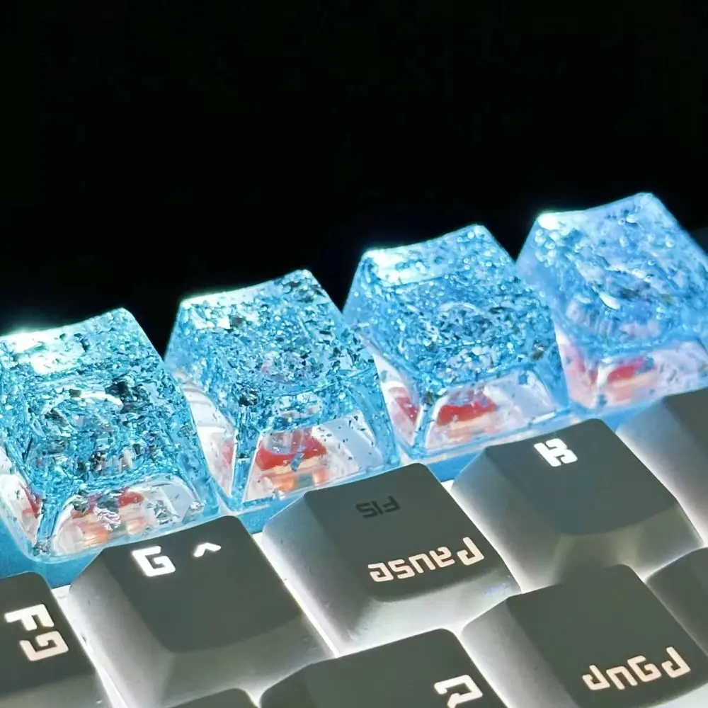 Универсальные бумажные колпачки для клавиш из золотой фольги, 3D маленькие ключи, смоляная прозрачная крышка для клавиатуры, украшение «сделай сам», механическая клавиатура, колпачок для клавиатуры