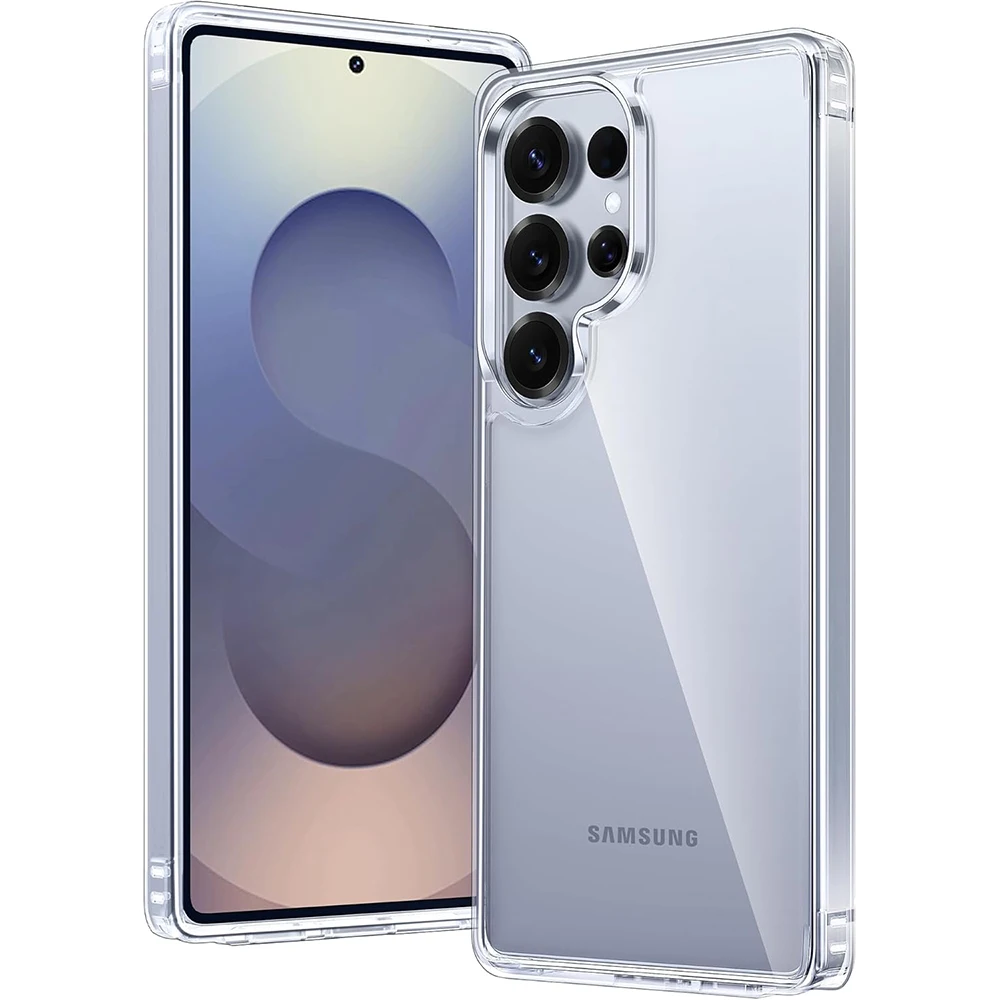 Роскошный гибридный чехол для телефона Samsung Galaxy S25 S24 S23 FE, ультратонкий прозрачный силиконовый чехол для ПК, жесткая задняя крышка, противоударный корпус