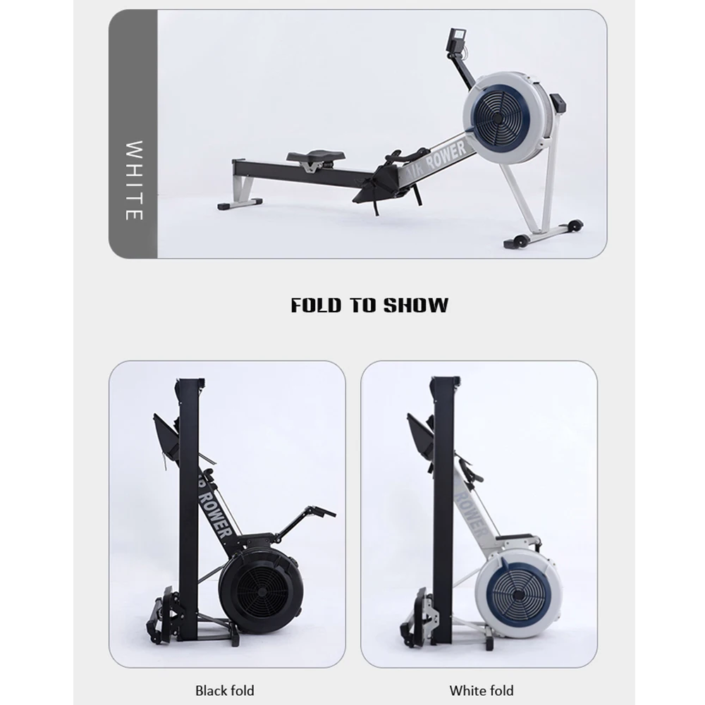 Фото Customized Logo Commercial Air Rower Gym Equipment with Iron Frame and Fan Iron Flywheel Rowing Machine with Monitor №5