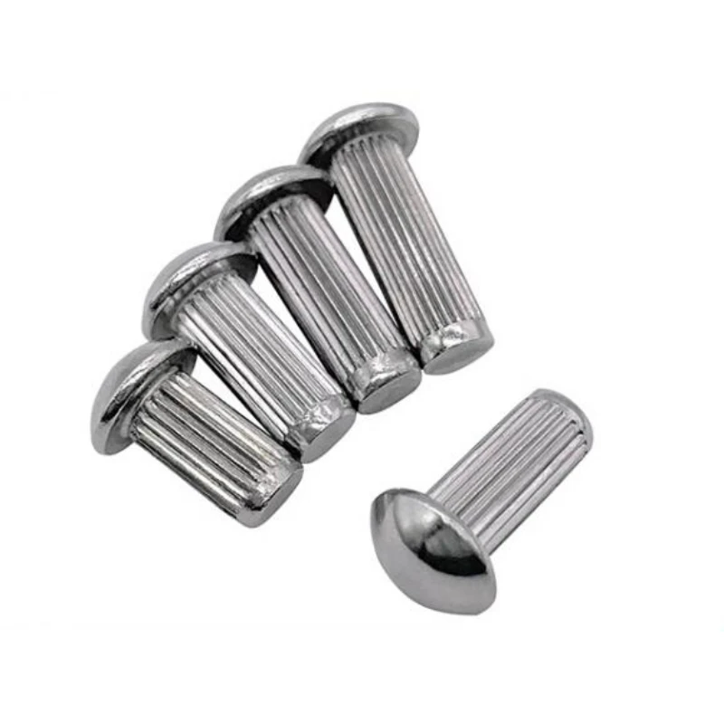 Фото 50-500 шт. M2 M2.5 M3 M3.5 M4 M5 M6 304 A2 круглая головка из нержавеющей стали рифленый хвостовик сплошные заклепки самоподключение GB827 №4