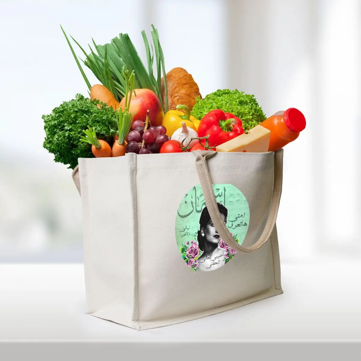 Фото Asmahaan Célèbre Chanteur Arabe Tote Bag, эстетическая сумка-тоут, большая сумка для женщин №3