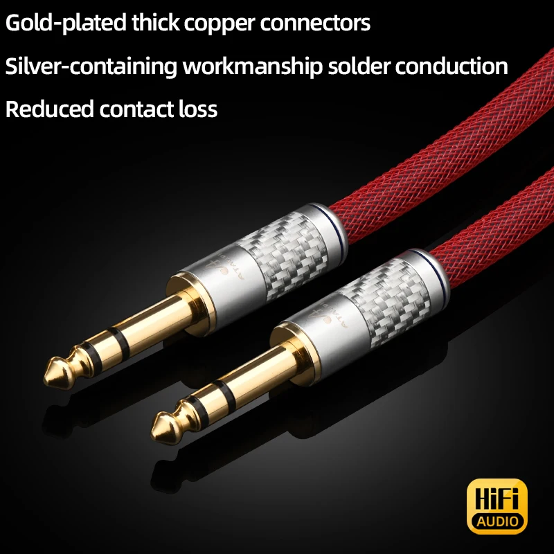 Аудиокабель ATAUDIO HiFi 6.5 Hi-end 6N Pure Silver для гитарного микшера Усилитель Aux Гитарный кабель 6,5 мм TRS Jack Аудиокарта (art.: 3920d08841bf9) - 3920d08841bf9