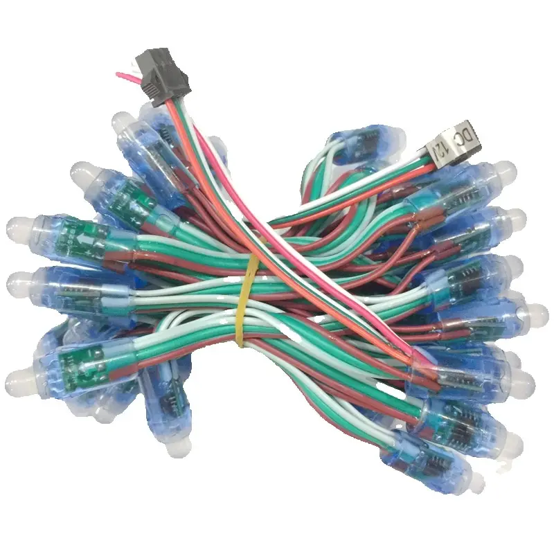 50 светодиодов 12 мм Ws2811 2811 Ic Full Color Pixel Led Module Licht Input Dc 5 В 12 В Ip68 Waterdichte Rgb Kleur Digitale Led Pixel Lamp