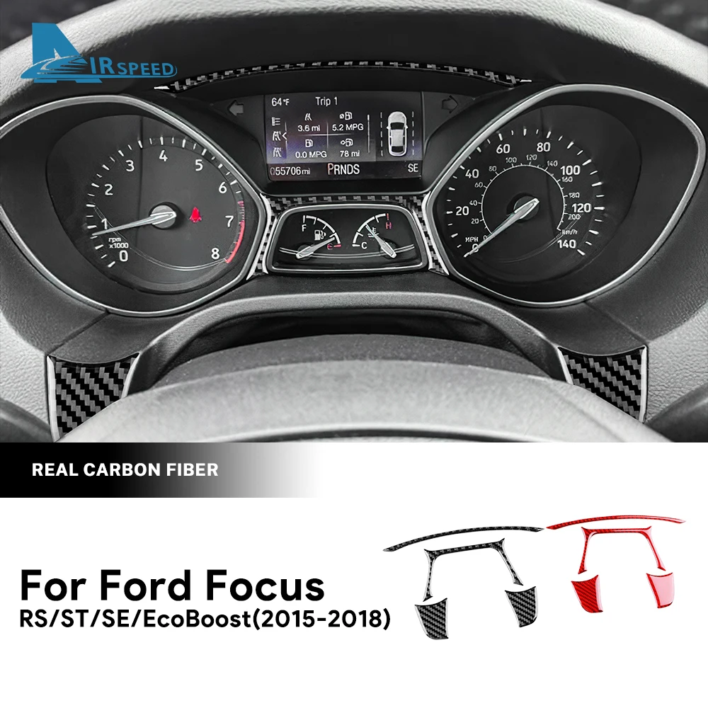Настоящая мягкая наклейка из углеродного волокна для Ford Focus SE RS ST Ecoboost 2015 2016 2017 2018 LHD RHD автомобильный Speedmeter аксессуары в рамке