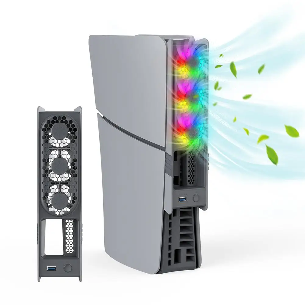 Фото Охлаждающий вентилятор для Pro Slim Host с цветной вспышкой RGB, игровой кулер, вентилятор, система охлаждения для цифровой консоли Slim Disc J2E8 №5