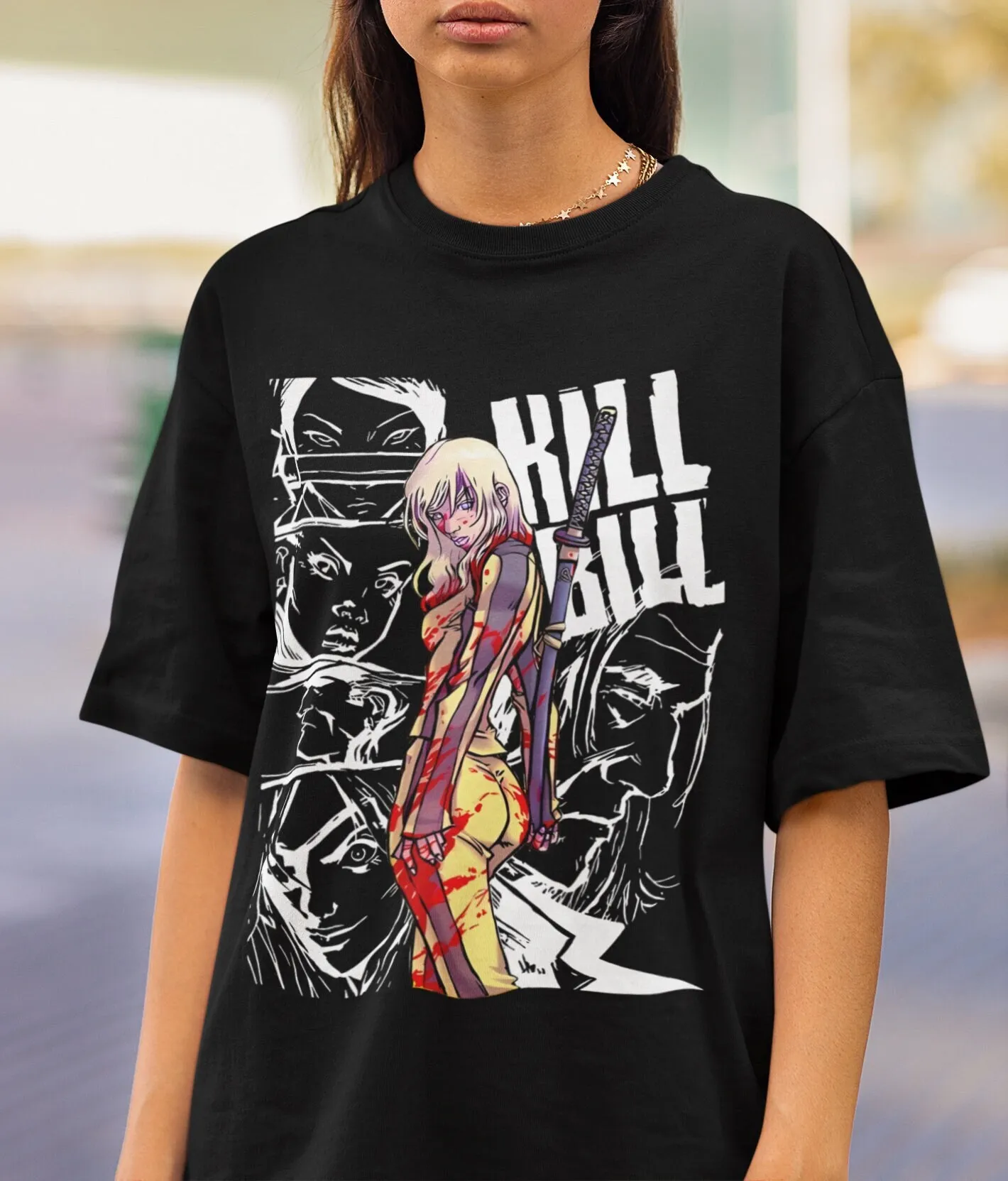 Футболка Kill Bill с круглым вырезом, с изображением кинофильма Квентина Тарантино Юма турьюма, для мужчин, невесты, на Рождество