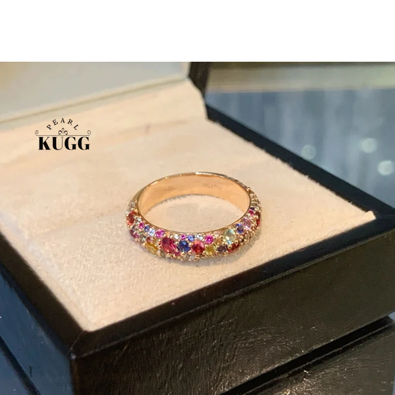 Кольца KUGG из 100% желтого золота 18 карат, роскошное цветочное кольцо с сапфиром натурального цвета 1,98 карата для женщин, ювелирные изделия для помолвки