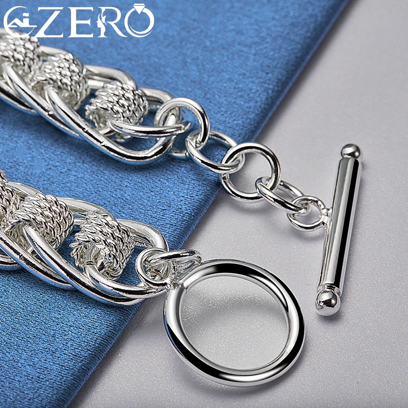 Фото Браслет ALIZERO из стерлингового серебра 925 пробы с множеством кругов для женщин и мужчин, браслеты-цепочки, модные свадебные ювелирные украшения №3