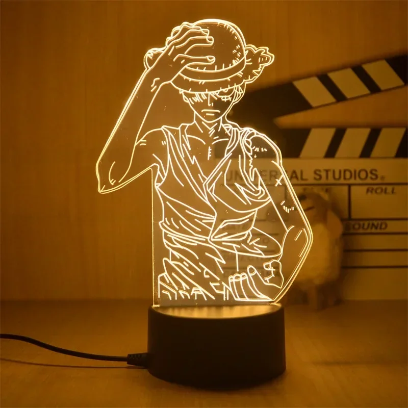 Цельная фигурка Monkey D Luffy, 3D иллюзия, светодиодный ночник, сенсорная вспышка, настольная фигурка аниме, модель, декор для детской спальни