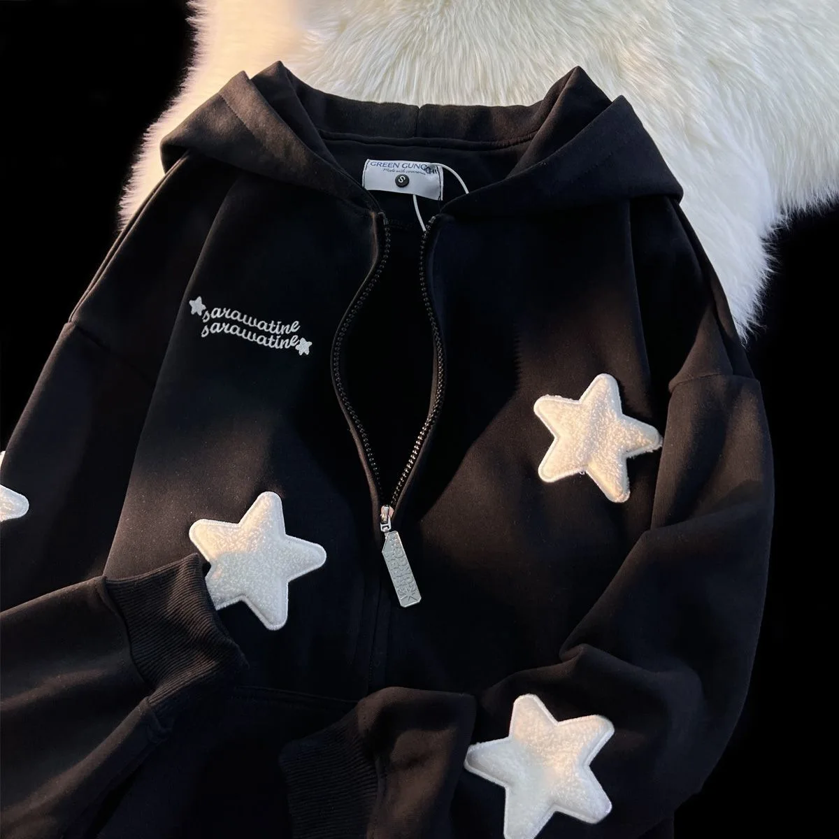 Sweet Street Ster require Borduren Kawaii Hoodies Jassen Vrouwen Herfst Winter Dames Толстовка Жилет Корейскийaanse Mode Zip Hoody (art.: 3920d11ccb9b8) - 3920d11ccb9b8