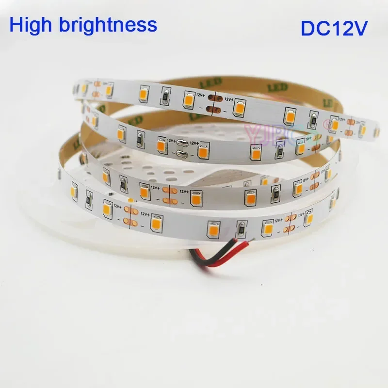 Фото Высокая яркость 5 м Белая/Теплая белая светодиодная лента 12 В SMD 2835 60 светодиодов/м IP20 Гибкая одноцветная световая лента 8 мм Белая печатная плата №4
