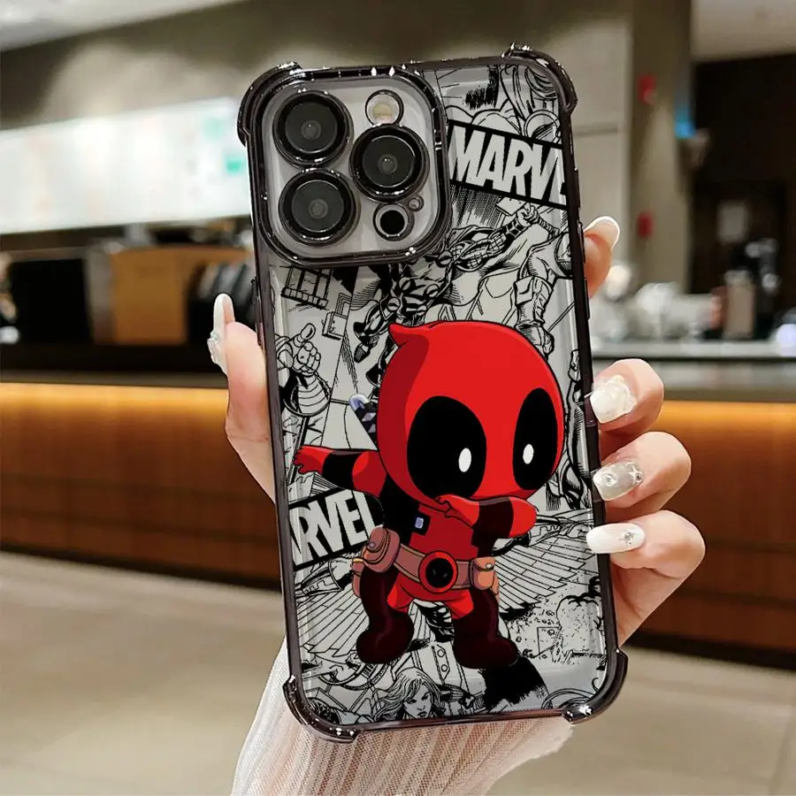 Фото Мягкий чехол для телефона Marvel Deadpool Cool для iPhone 15 Plus 13 16 + 16 Pro Max 11 12 14 №5