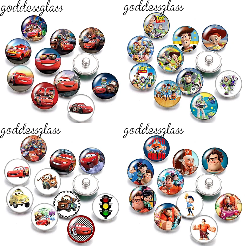 Disney Cars McQueen Mater Jackson История игрушек Базз Лайтер 12 мм/18 мм кнопки для браслетов с кнопками 12 мм/18 мм брелок «сделай сам»