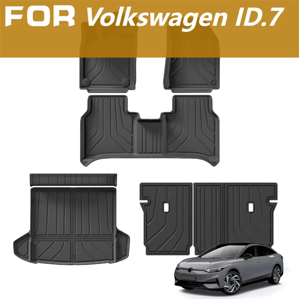 Для Volkswagen ID.7 материал TPE 3D автомобильные коврики, подкладка багажника и подушка багажника, водонепроницаемая и нескользящая, с левым рулем