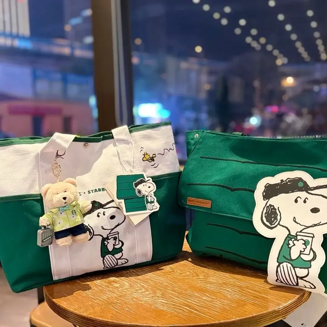 Холщовая сумка-тоут Snoopy, большая вместительная сумка на плечо, кошелек для монет, студенческий пригородный чехол для мамы, аниме, мультяшный щенок для хранения