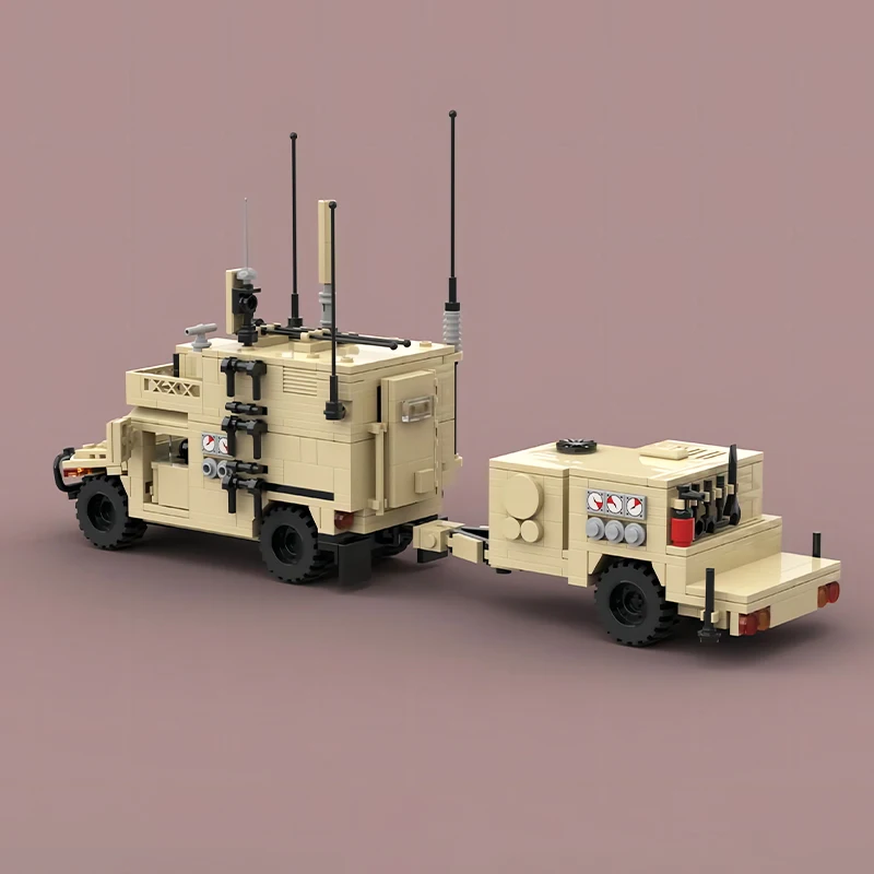 Фото MOC Строительные блоки Игрушки Армия США Укрытие HMMWV и генератор Прицеп Военные грузовики Модель DIY Мальчик Кирпичи Игрушки Рождественский подарок №3