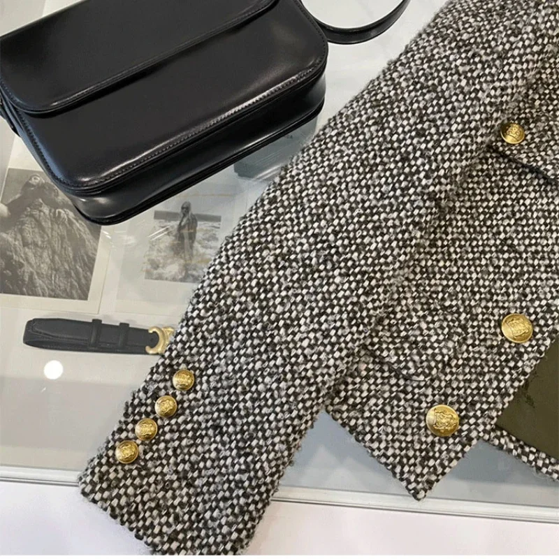 Женская зимняя куртка Kurta, новый стиль, корейская женская однобортная твидовая куртка высокого качества в стиле ретро (art.: 3920c9b7e0070) - 3920c9b7e0070