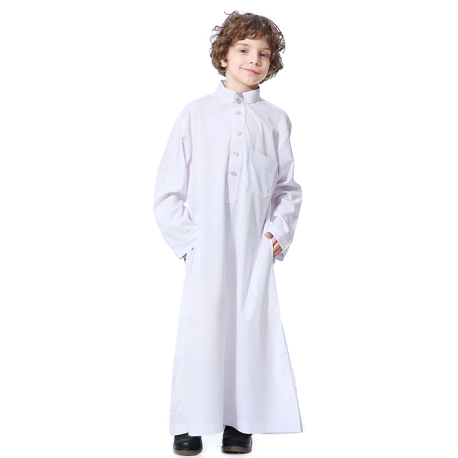 Детская белая вышивка Jubba Thobe, мягкая однотонная исламская одежда Thawb, халат для мальчиков