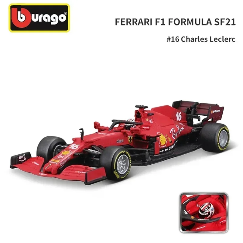 Фото Bburago 1:43 Ferrari 2021 SF21 # 16 Чарльз Леклерк # 55 Carlos Sainz F1 Статическая литая гоночная модель Коллекционные автомобили Игрушки Подарки №3