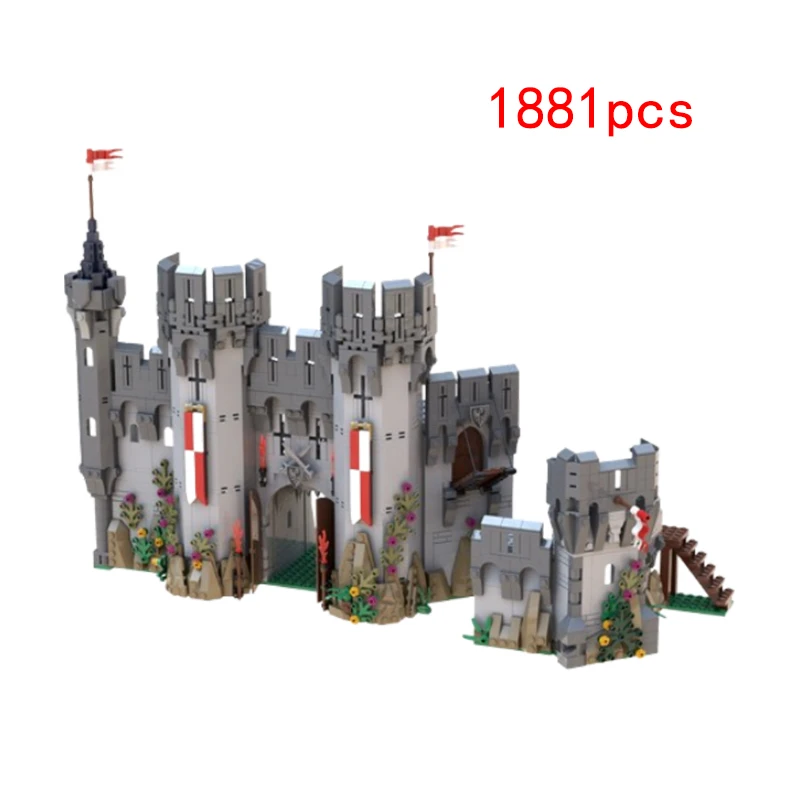 Пятно MOC- 138840   1881 шт., сборка мелких частиц, строительные блоки, средневековое здание, модель замка, игрушка