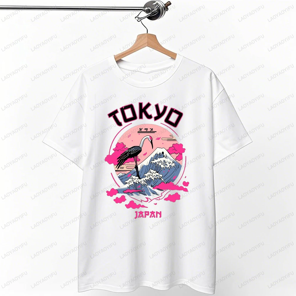 ‌ Japan Mount Fuji Cherry Blossom Tokyo Harajuku винтажная футболка с принтом для женщин и мужчин летняя хлопковая повседневная футболка Ropa Hombre