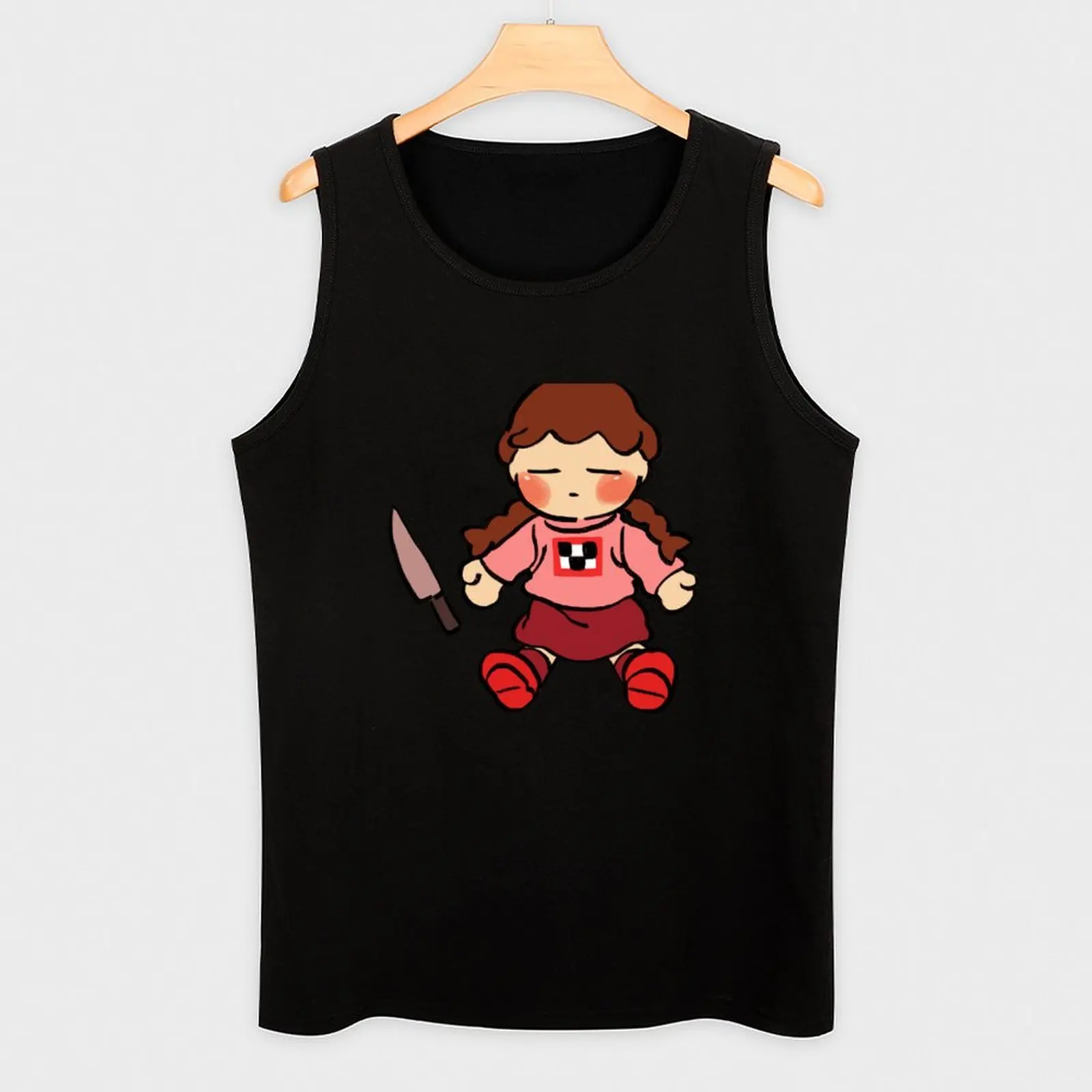 Фото Я рисую плюшем Мароцуки с ножом нормальных цветов вер. / yume nikki Tank Top Мужская хлопковая футболка Футболка Мужская для спортзала №3