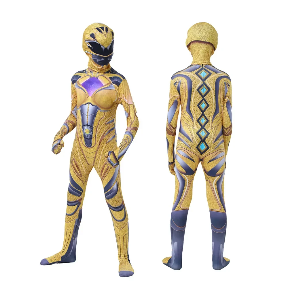 Фото Нарядный детский костюм супергероя Power Zentai Rangers для косплея, детский комбинезон Mecha Five Beast, карнавальная одежда на Хэллоуин для мальчиков №4