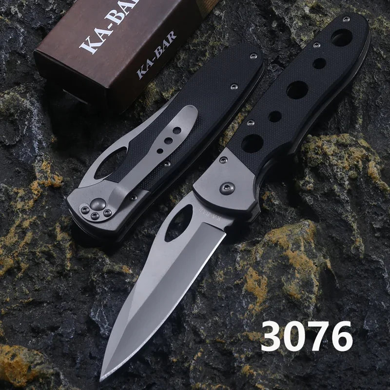 Фото Складной нож с ручкой KB Agama Black G-10 3076, плоское лезвие, боевой нож для джунглей на открытом воздухе, нож для резки походного кемпинга №2